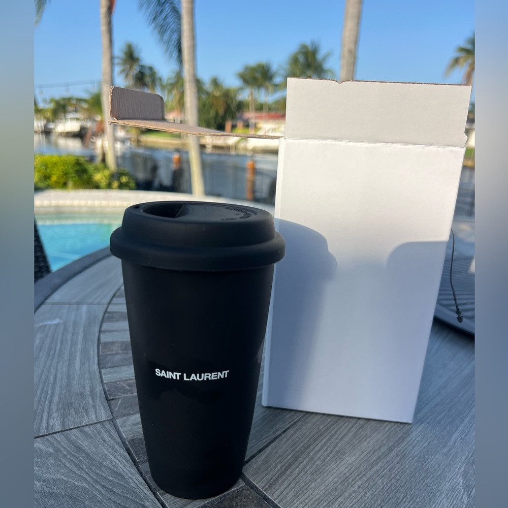 Saint Laurent Coffee Mug In Ceramic Black Size Large Brand New In The Box